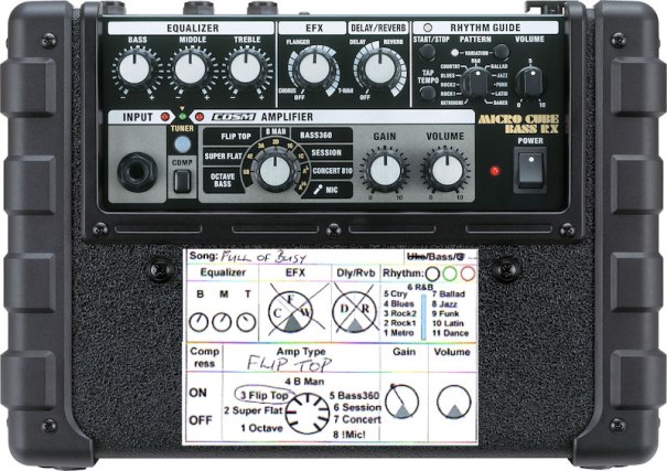 2016-07-29 roland micro_cube_bass_rx_top - Full of Busy settings